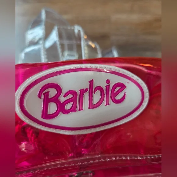 Vintage Rare 1998 BARBIE AVON Collab Hot Pink Clear Vinyl Backpack Purse